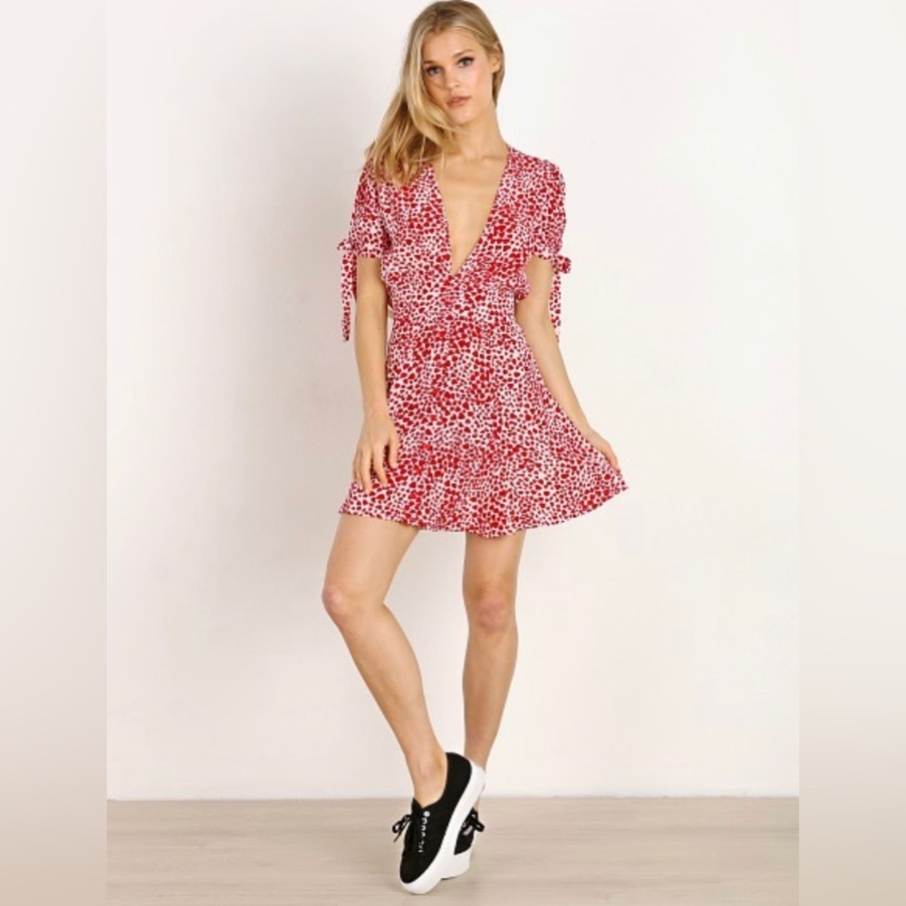 Rue Stiic Laguna Mini Dress Red Hearts, Size XS